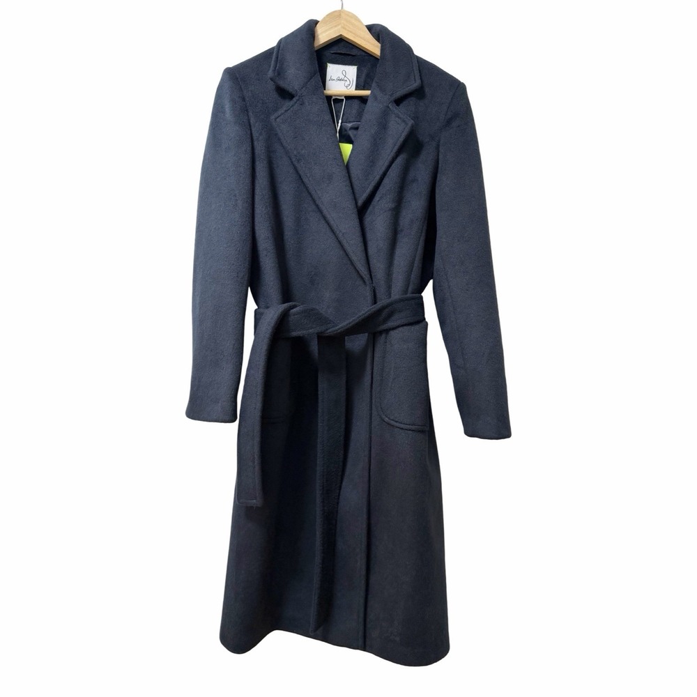 Sam Edelman Womens Belted Long Wrap Winter Coat Size M Navy Blue Classic NEW
